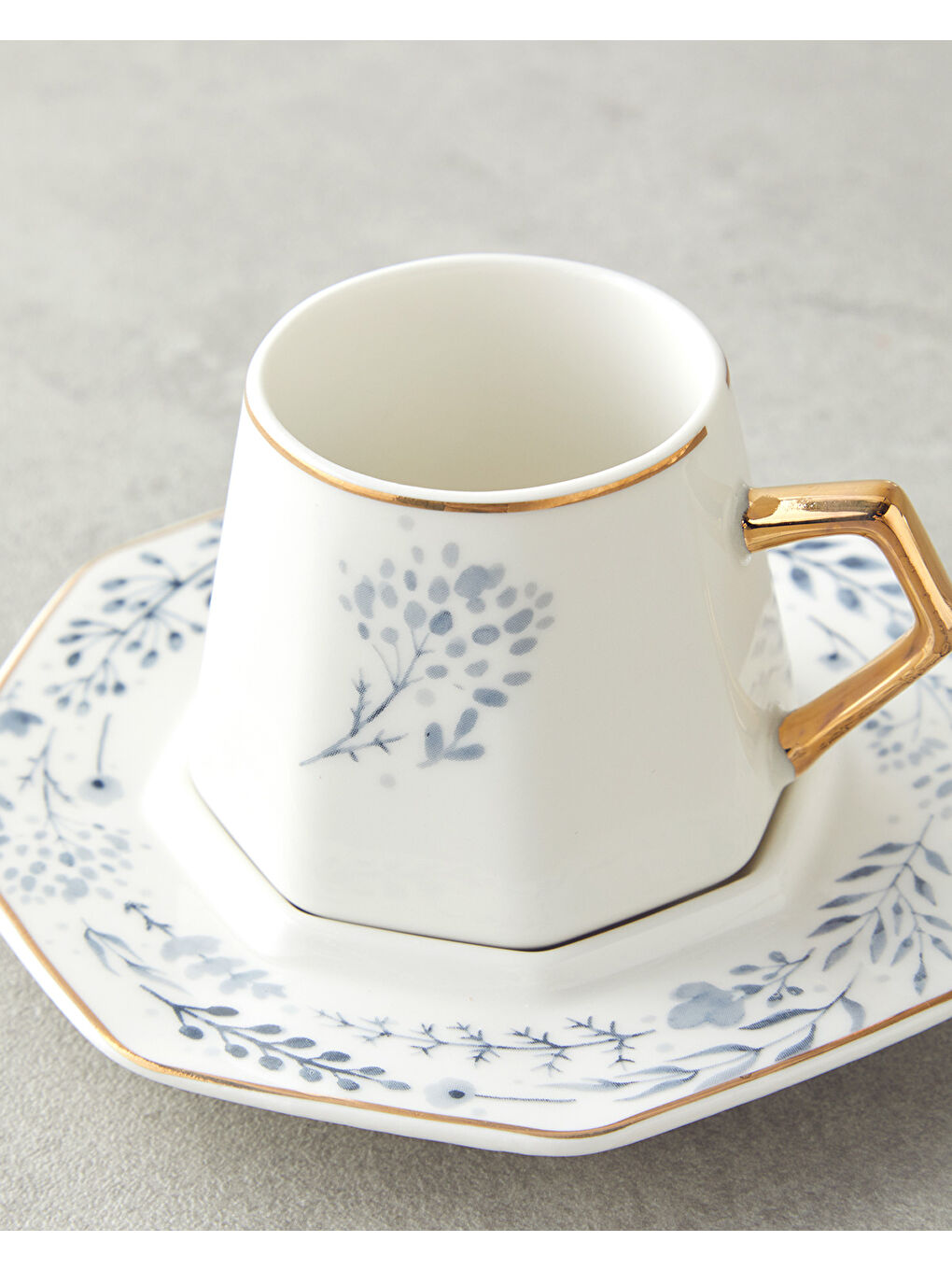 Dreampetal New Bone China 12 Parça 6 Kişilik Kahve Fincan Takımı 80 ml Mavi-3