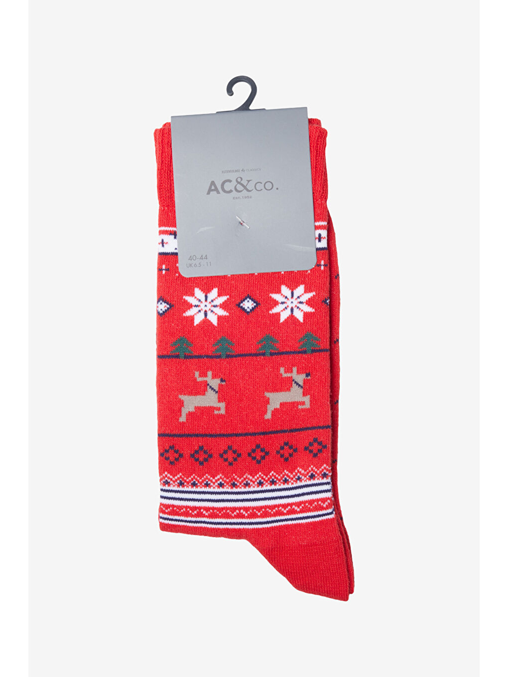 Erkek Kırmızı Pamuklu Desenli Tekli Soket Çorap