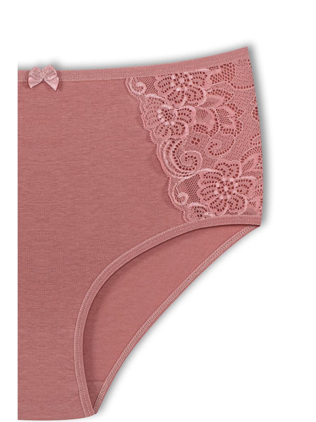 Karışık Pamuklu Yanları Dantel Yüksek Bel Büyük Beden Kadın Külot 2'li-4