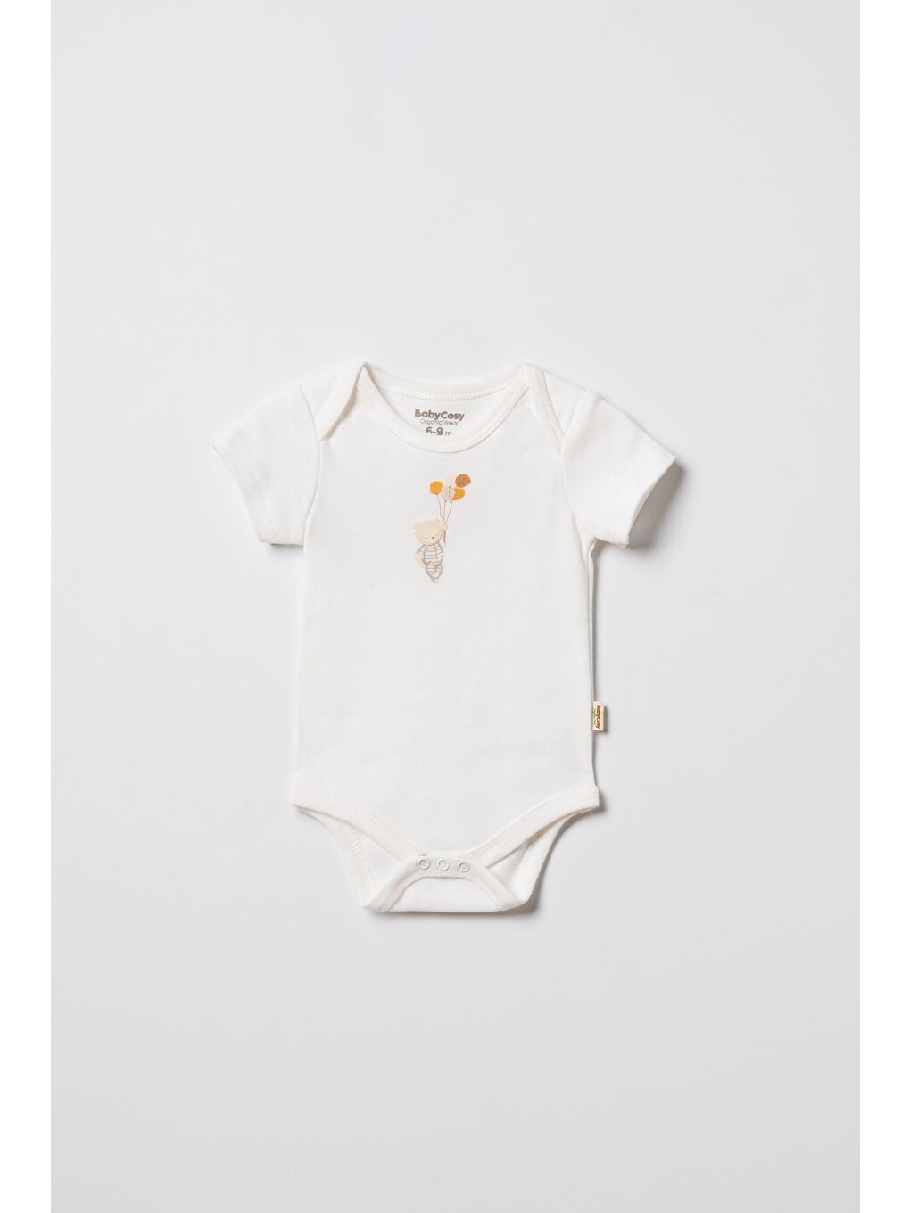 Karışık Unisex Bebek Pamuklu Ekru 2'Li Kısa Kollu Body Seti - Desenli Ve Ayıcık Baskılı-4