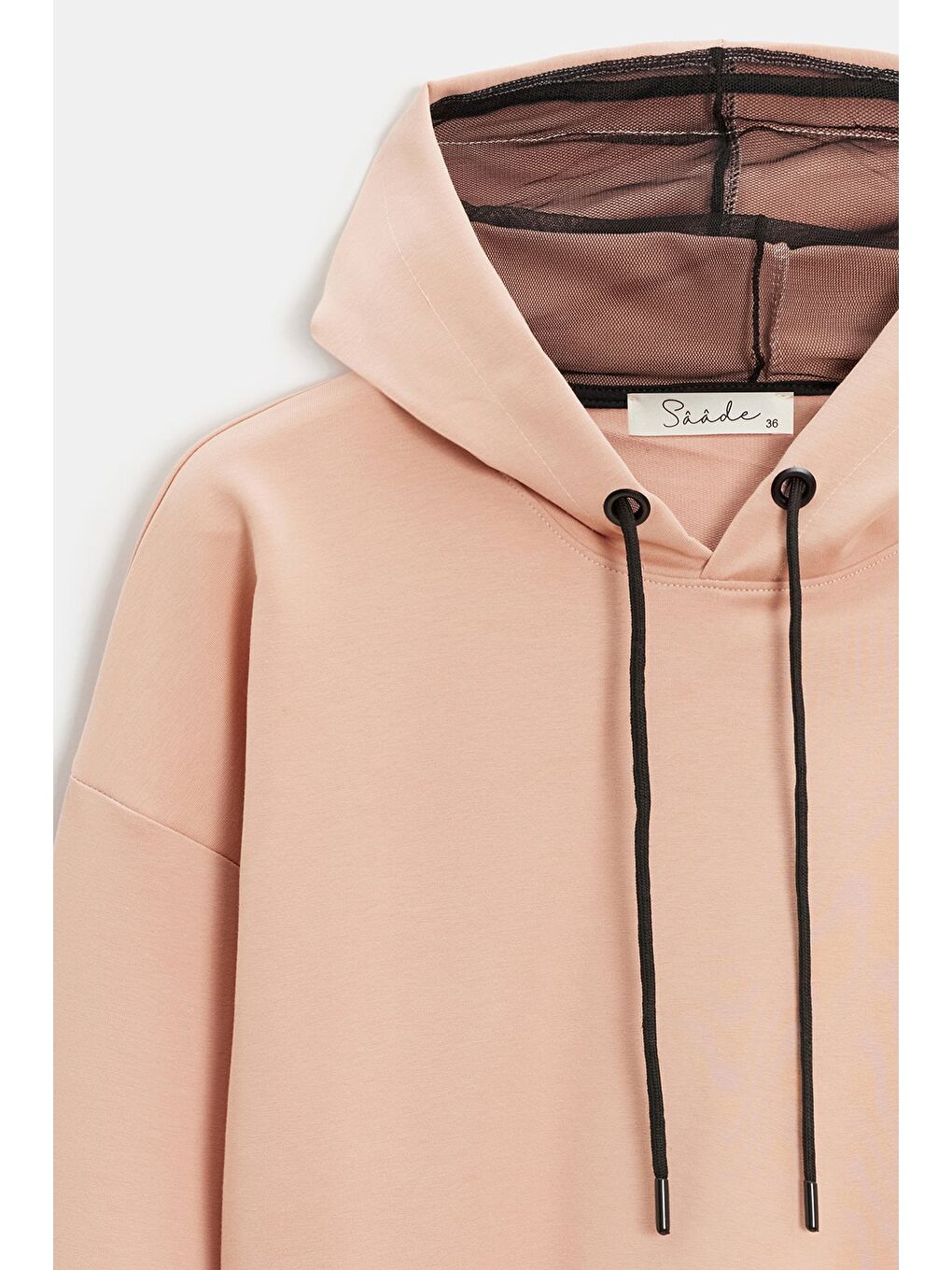 Pembe Koyu Pudra Kadın Oversize Kapüşonlu Basic Hoodie Sweatshirt-1