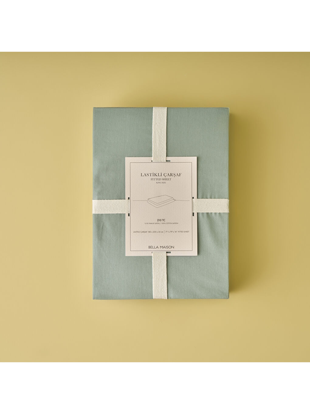 %100 Pamuk Saten Supreme King Size Lastikli Çarşaf Koyu Yeşil (180x200x35 cm)-2