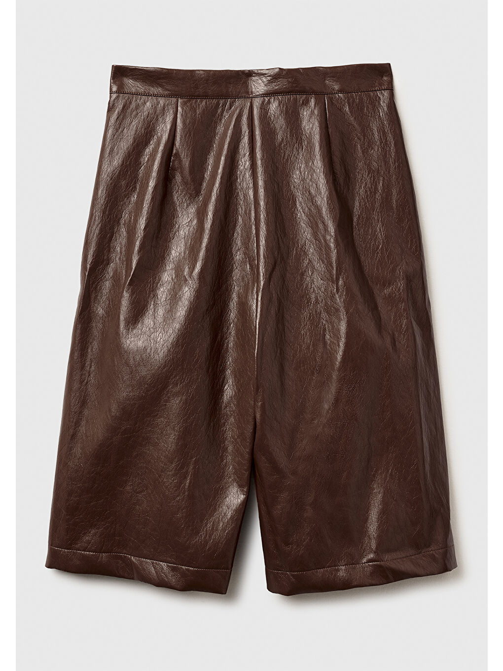 Karışık Kadın Suni Deri Bermuda Şort-3