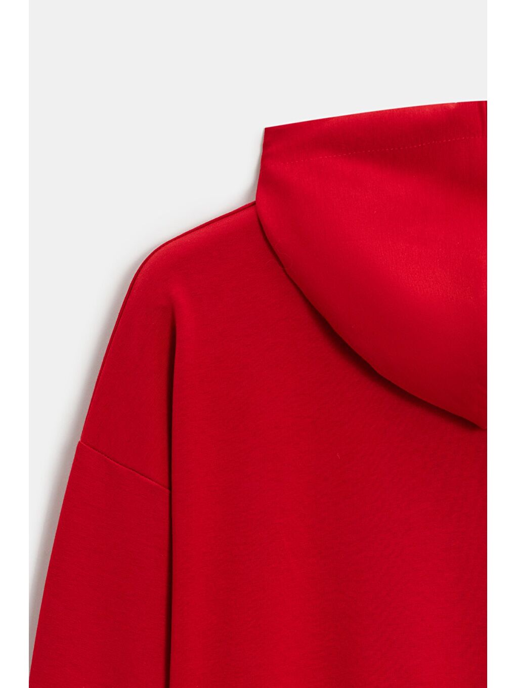 Kırmızı Kadın Oversize Kapüşonlu Basic Hoodie Sweatshirt-3
