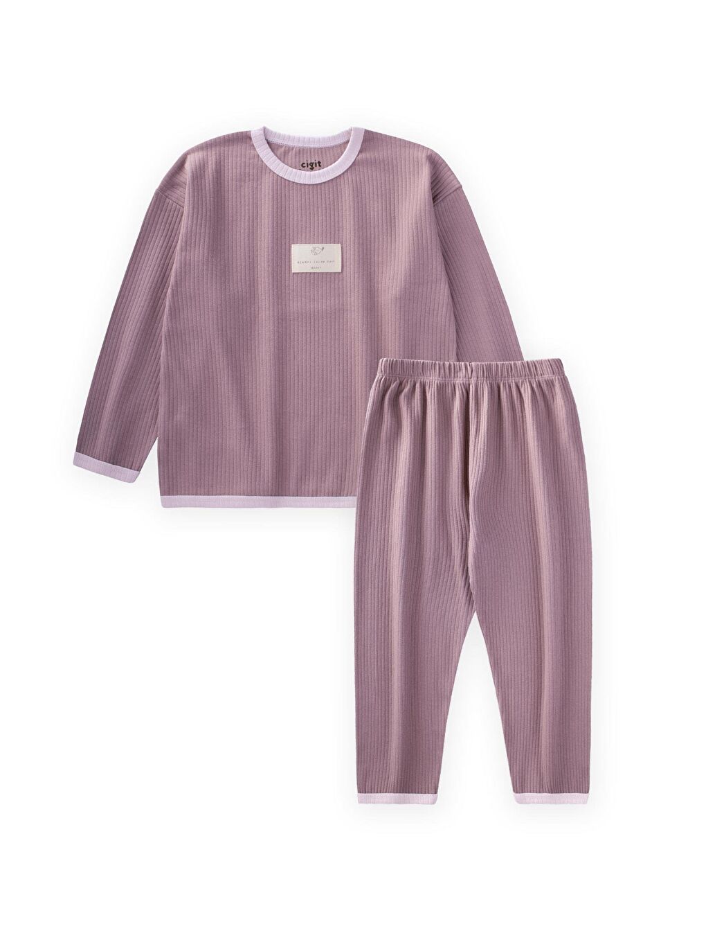 Turuncu Biye Detaylı Pijama Takım 2-10 Yaş Bakır