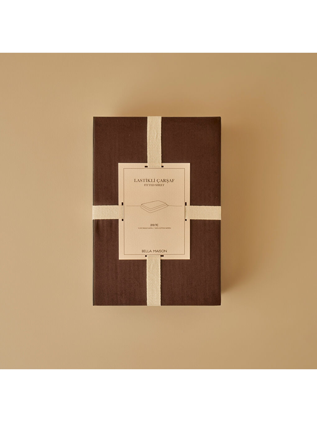 %100 Pamuk Saten Supreme King Size Lastikli Çarşaf Kahverengi (180x200x35 cm)-2