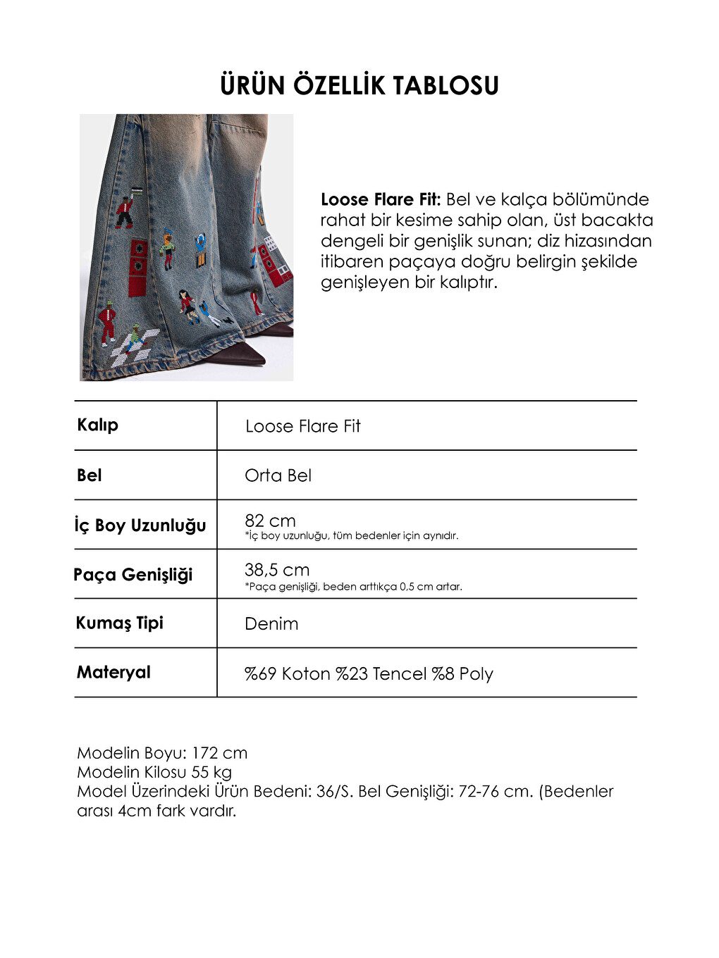 Mavi Kadın Koyu Jean 2w6-85 Loose Flare Fit Nakış Detaylı Özel Tsarım Denim Jean-5