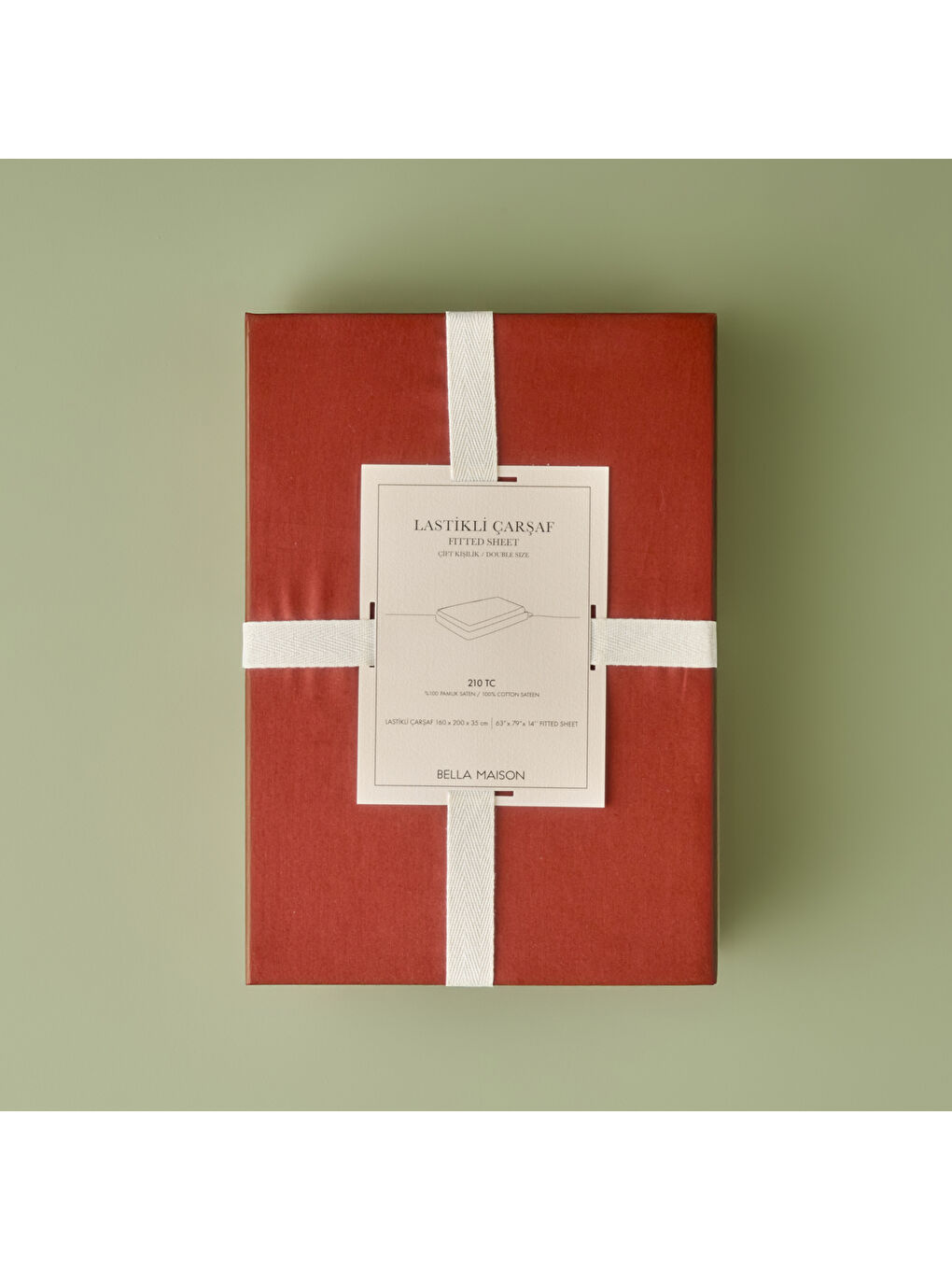 Kahverengi %100 Pamuk Saten Supreme Çift Kişilik Lastikli Çarşaf Kiremit (160x200x35 cm)-2