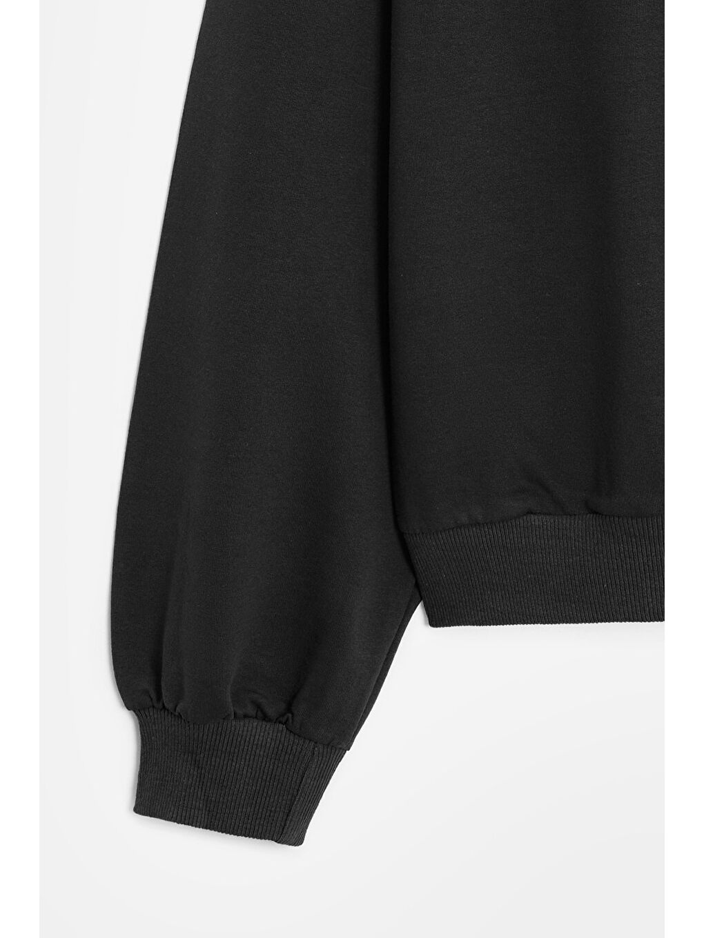 Siyah Kadın Oversize Kapüşonlu Basic Hoodie Sweatshirt-2