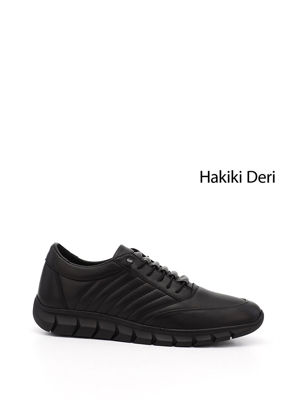 Siyah Erkek AÇIK SİYAH Bağcıklı Kauçuk Taban Hakiki Deri Sneaker