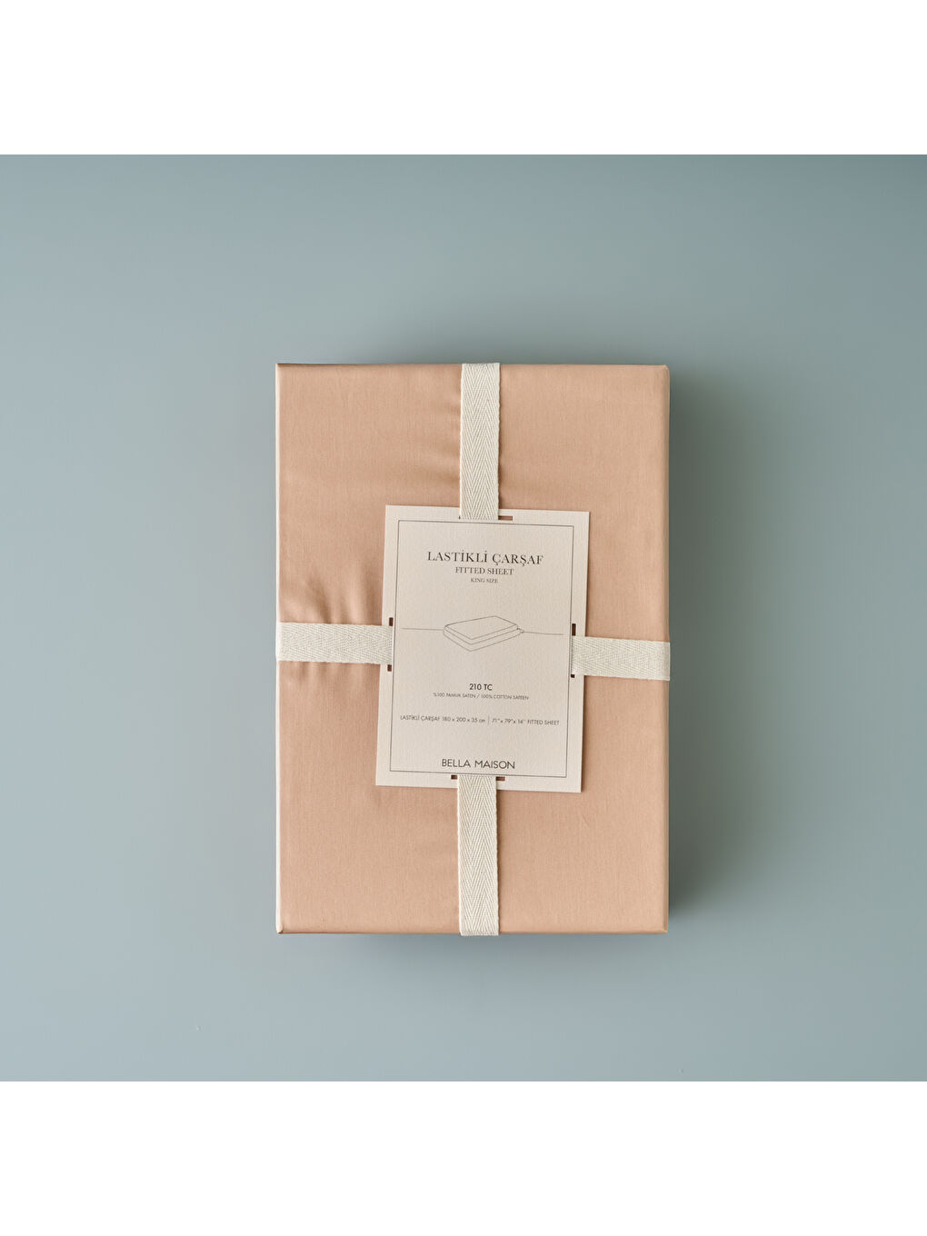 Pembe %100 Pamuk Saten King Size Lastikli Çarşaf Somon (180x200x35 cm)-2