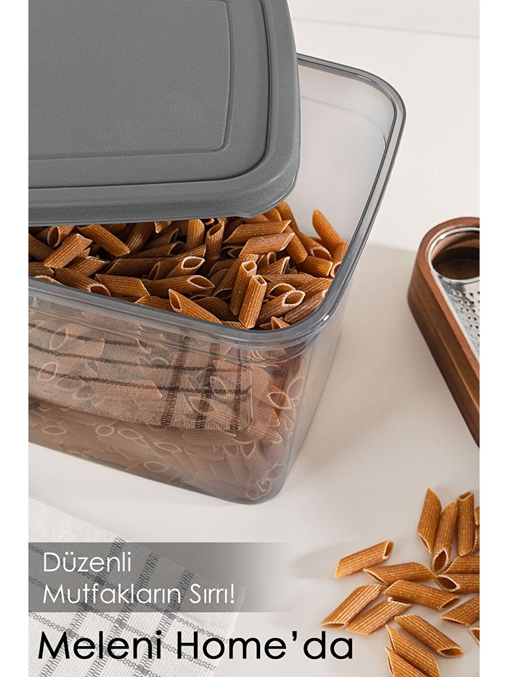 3 Adet Derin Erzak Saklama Kabı Büyük Boy Gıda Un Bakliyat Kabı Erzak Kutusu Antrasit 5300 ml-2