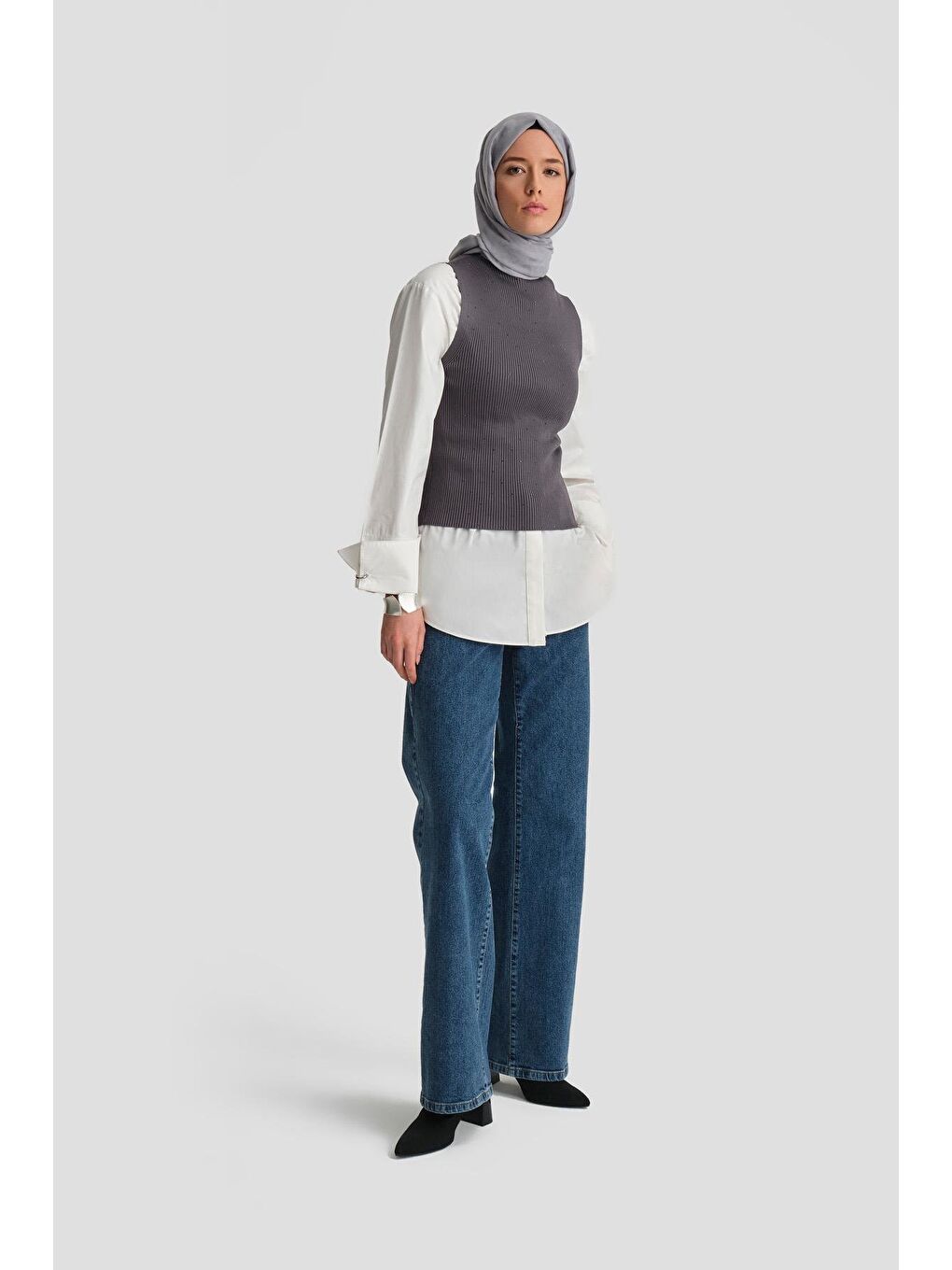 Gri Taşlı Triko 24Kd2807 Füme-2