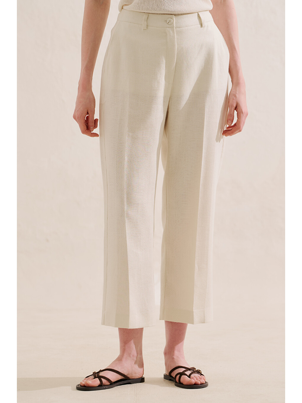 Keten Klasik Pantolon Bej-5