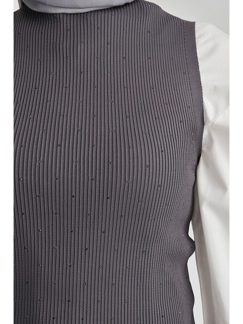 Gri Taşlı Triko 24Kd2807 Füme-3