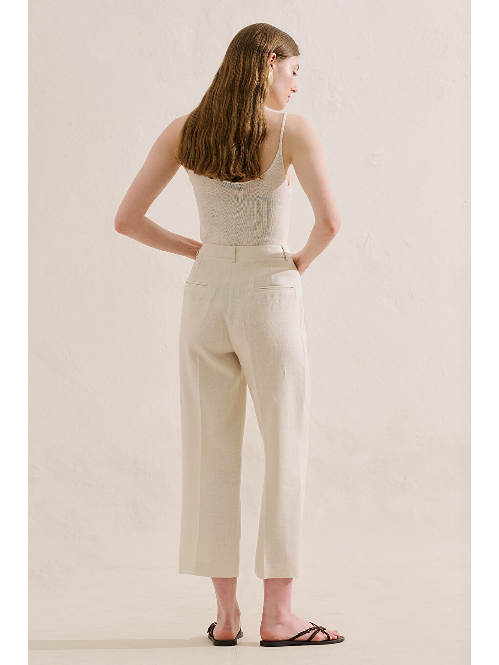 Keten Klasik Pantolon Bej-7