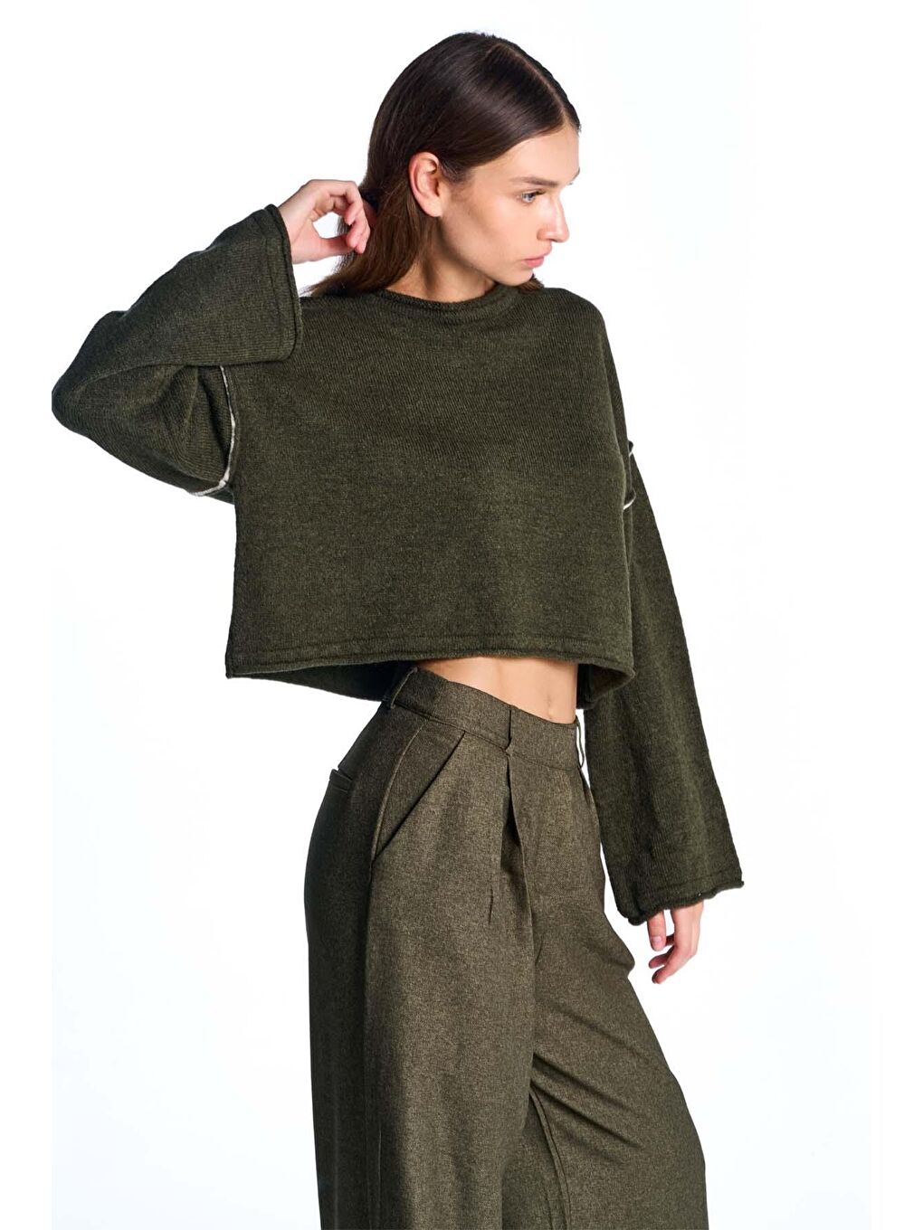 Haki Basic Triko Kazak-2