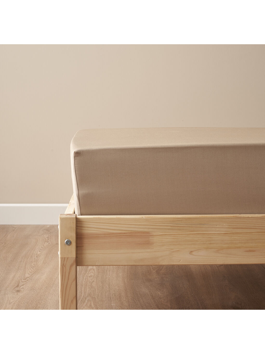 Bej %100 Pamuk Saten Supreme Çift Kişilik Lastikli Çarşaf Vizon (160x200x35 cm)