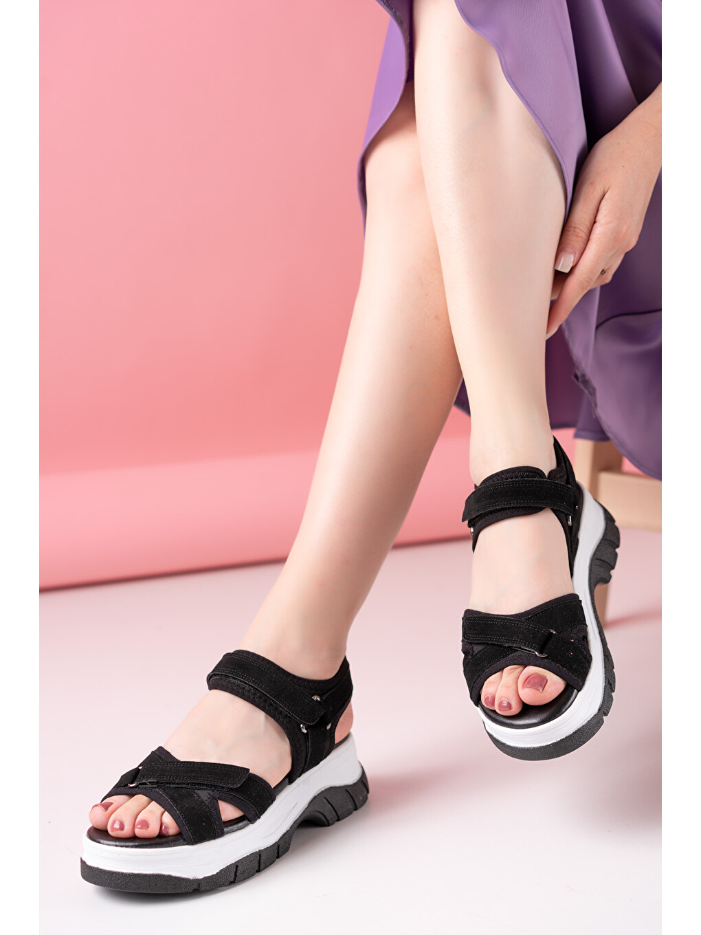 20S-6001 2FX Siyah Kadın Spor Sandalet-6
