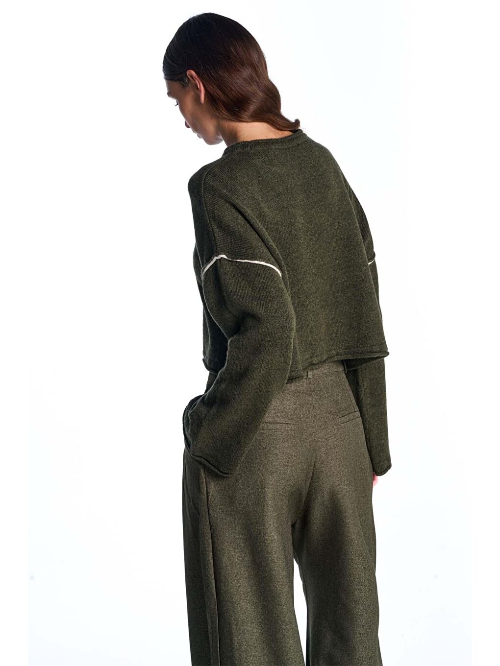 Haki Basic Triko Kazak-4