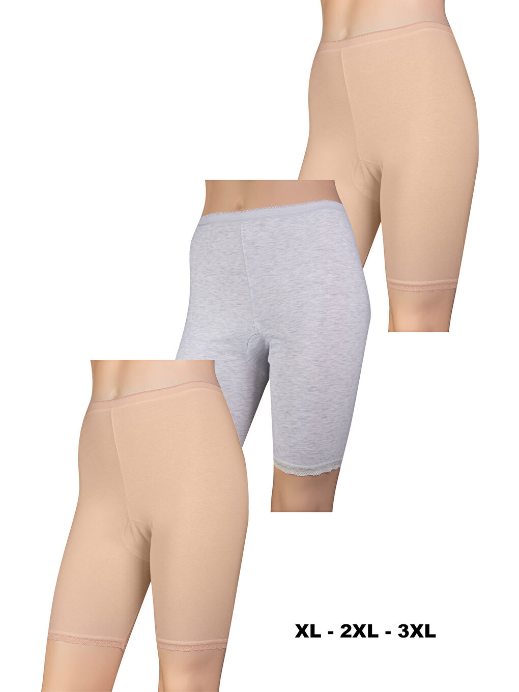 Bej Düz Paçası Dantelli Boxer Külot