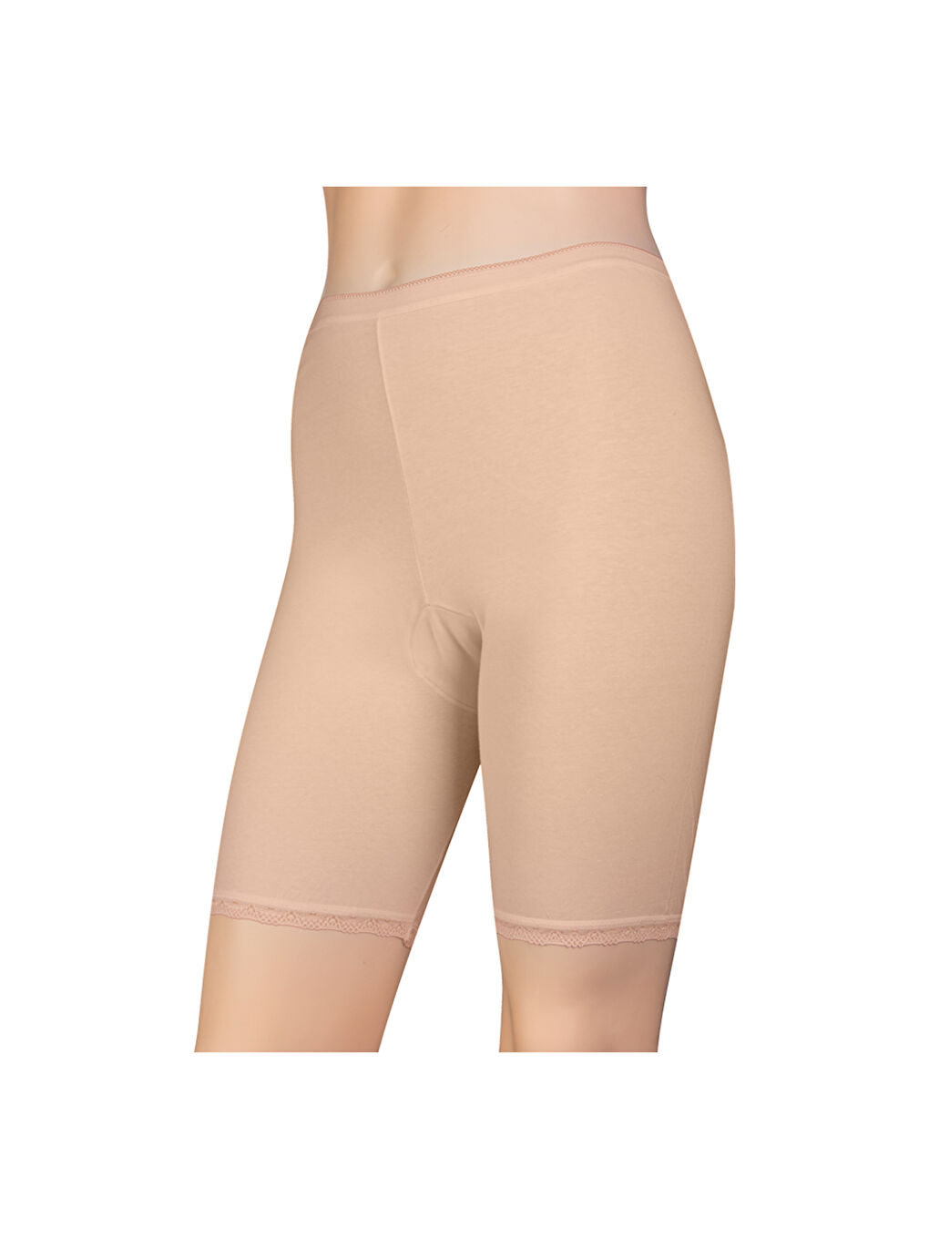 Bej Düz Paçası Dantelli Boxer Külot-1