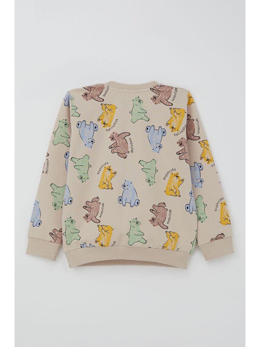 Erkek Çocuk Eşofman Takımı Motivasyon Temalı Sevimli Ayıcık Desenli Bej (1.5-5 Yaş)-3