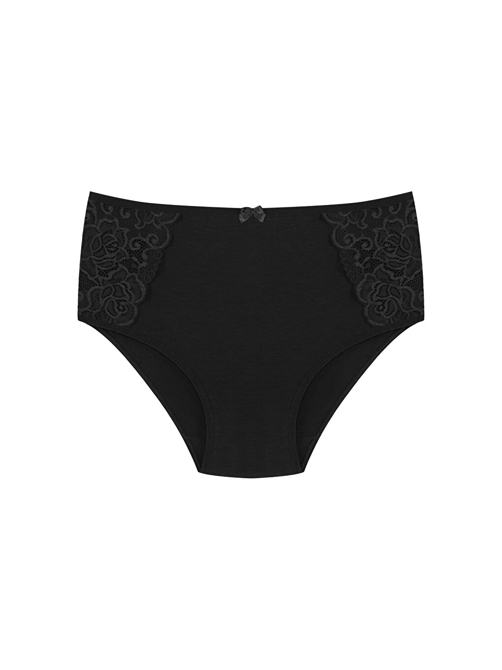 Lacivert Pamuklu Yanları Dantel Yüksek Bel Büyük Beden Kadın Külot 3'lü-3