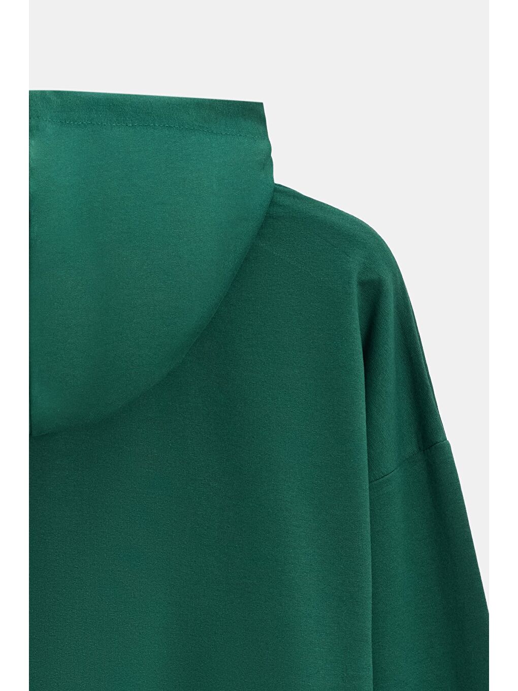 Yeşil Kadın Oversize Kapüşonlu Basic Hoodie Sweatshirt-3