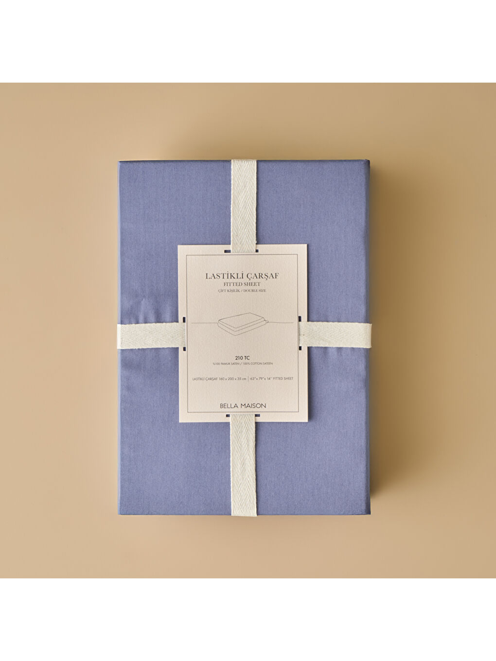%100 Pamuk Saten Supreme Çift Kişilik Lastikli Çarşaf Mavi(160x200x35 cm)-2