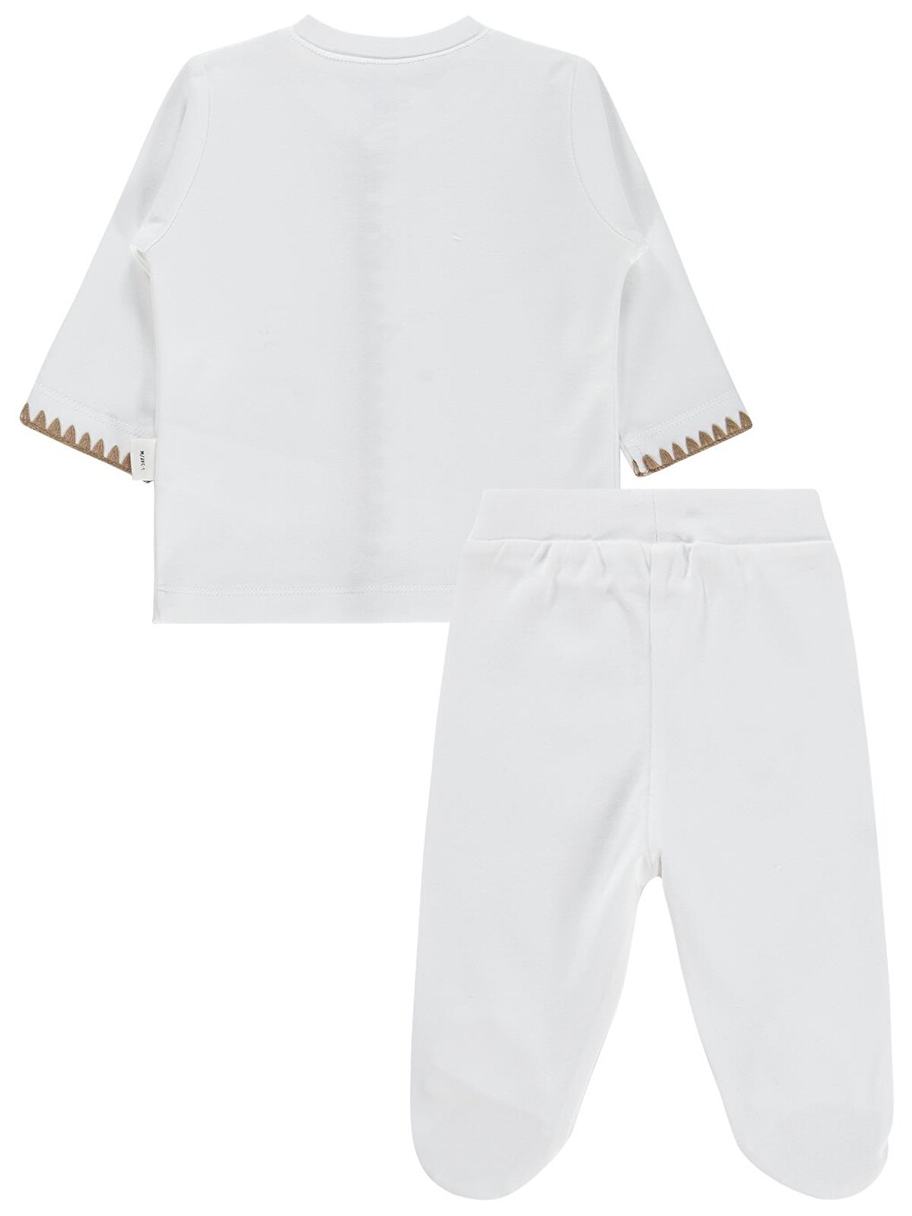 Baby Oturan Tatlı Ayı Baskılı 1-9 Ay Pijama Takımı - Ekru-3