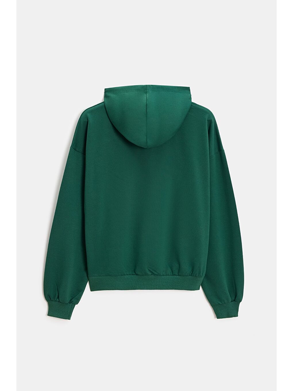 Yeşil Kadın Oversize Kapüşonlu Basic Hoodie Sweatshirt-4