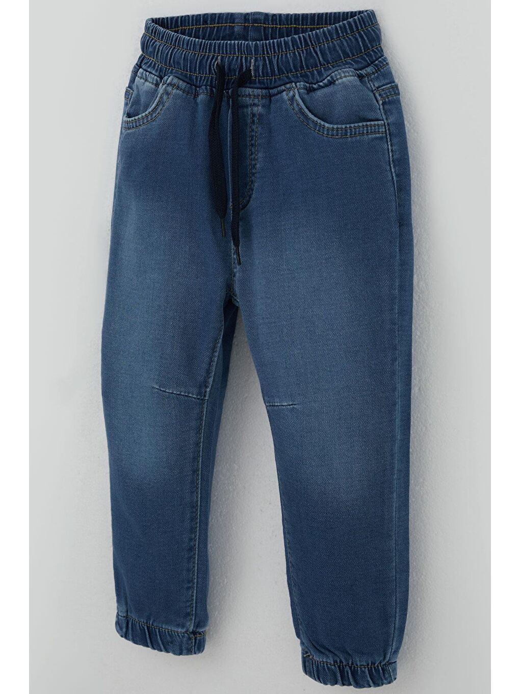 Erkek Çocuk Jean Pantolon Beli Paçası Lastikli Bağcıklı Mavi (1.5-5 Yaş)-2