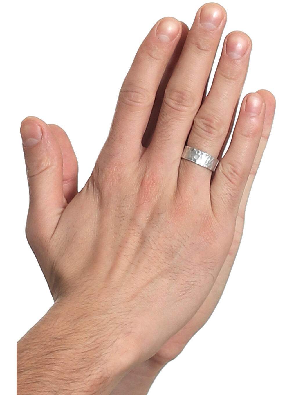 Gri Erkek Antik Gümüş Kaplama Ayarlanabilir Eskitme Dövülmüş Band Yüzük-2