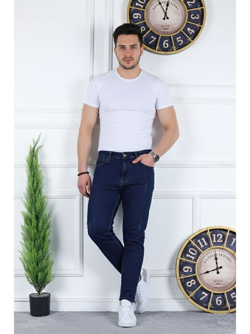 Erkek Elastanlı Jean Boyfriend Denim Lacivert Jean Pantolon-4