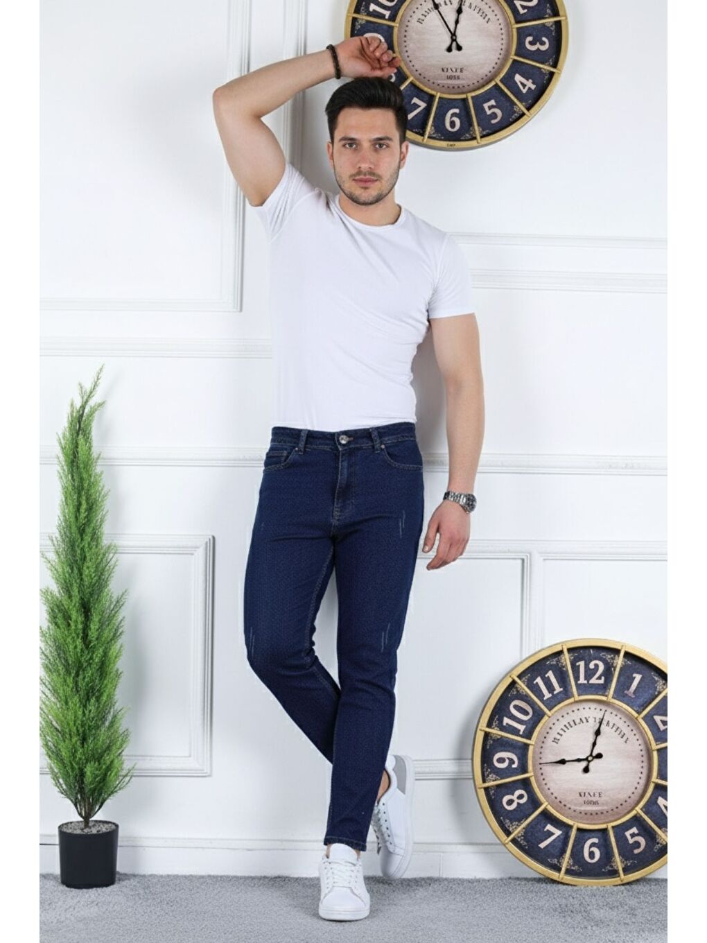 Erkek Elastanlı Jean Boyfriend Denim Lacivert Jean Pantolon-5