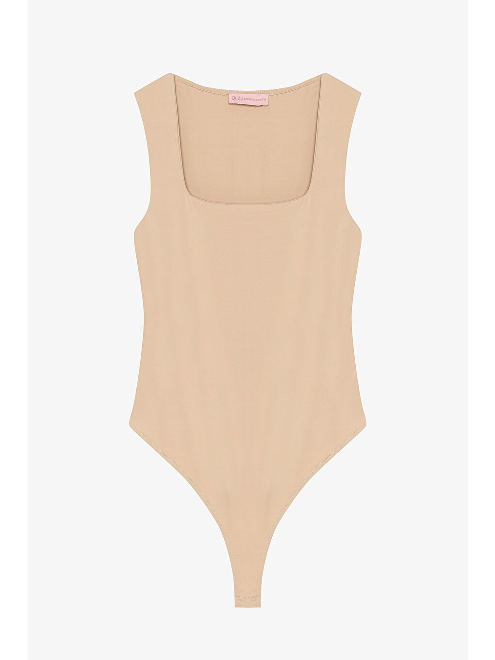 Kare Yaka Basic Bodysuit Bej