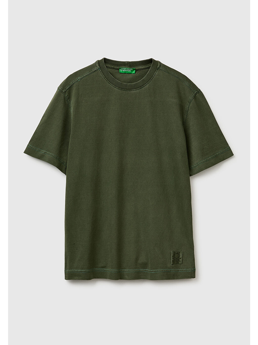 Erkek Yeşil %100 Pamuk Logo Baskılı Relax Fit T-Shirt