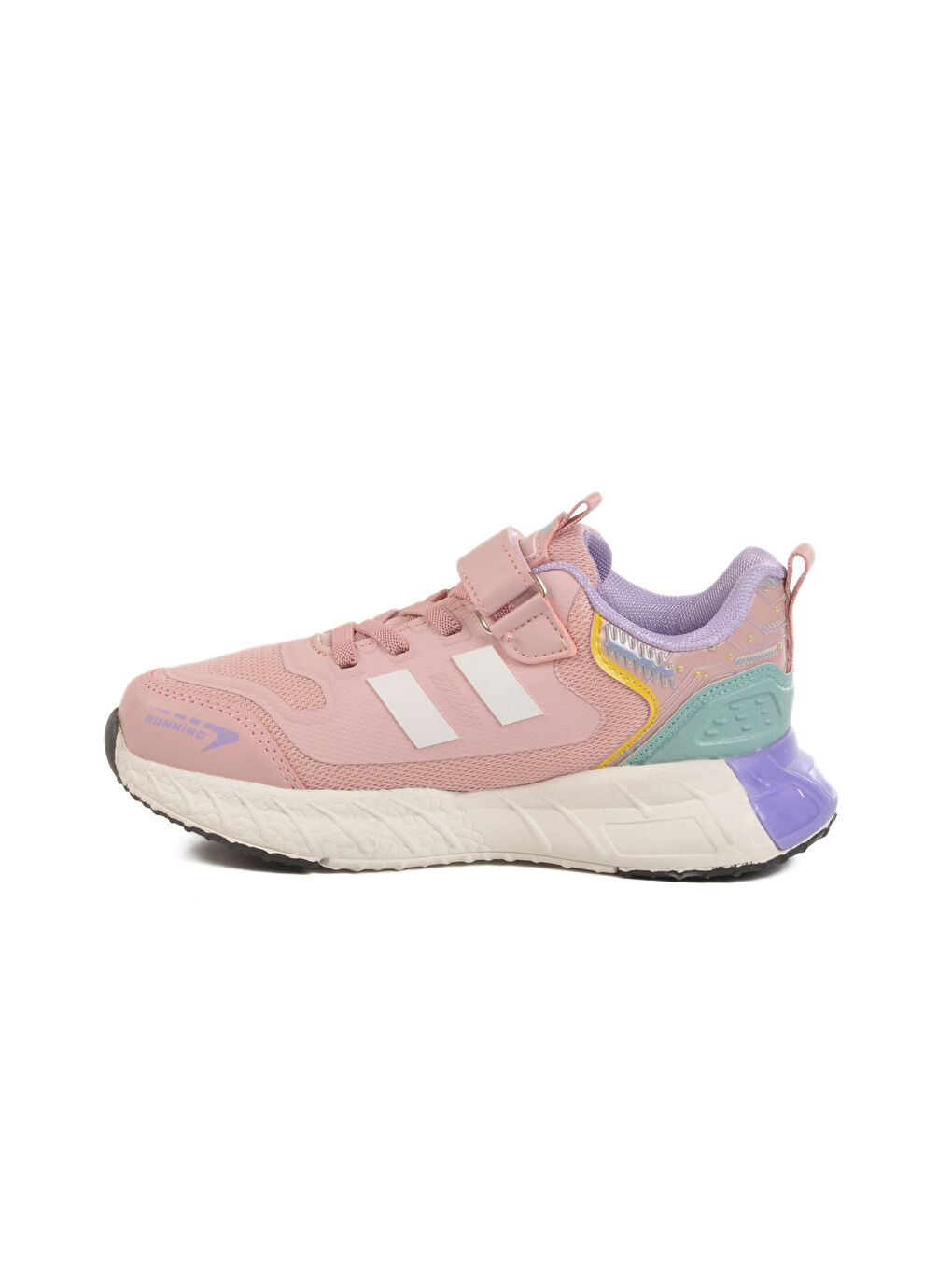 Pembe Pudra Cırtlı Fileli Çocuk Spor Ayakkabı Ukon F-1