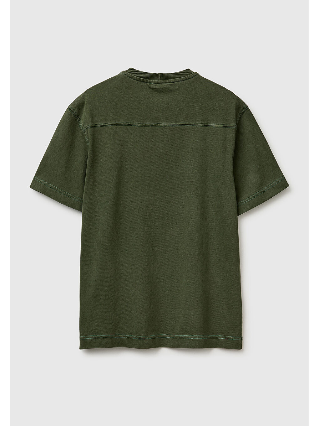 Erkek Yeşil %100 Pamuk Logo Baskılı Relax Fit T-Shirt-1