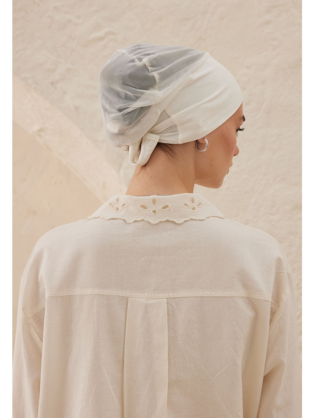 Silikonlu Kaydırmaz Fileli Bone Ekru-2