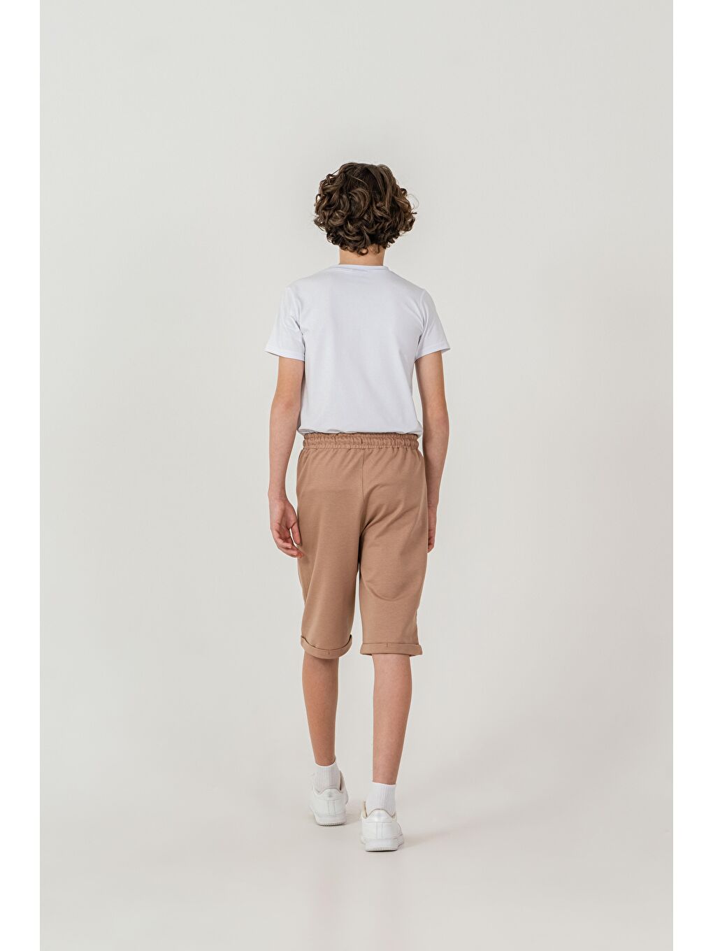 Bej Champs Baskılı Yanlar 4 Şerit Biyeli  Erkek Çocuk Şort-6