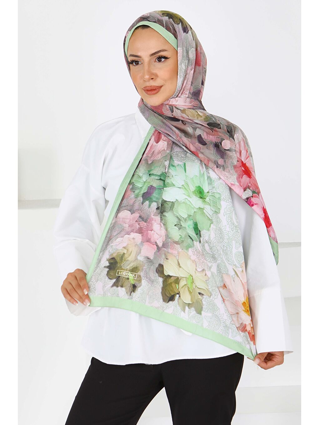 Bambu Kıraş Şal Fistik Yeşili - 27617-2