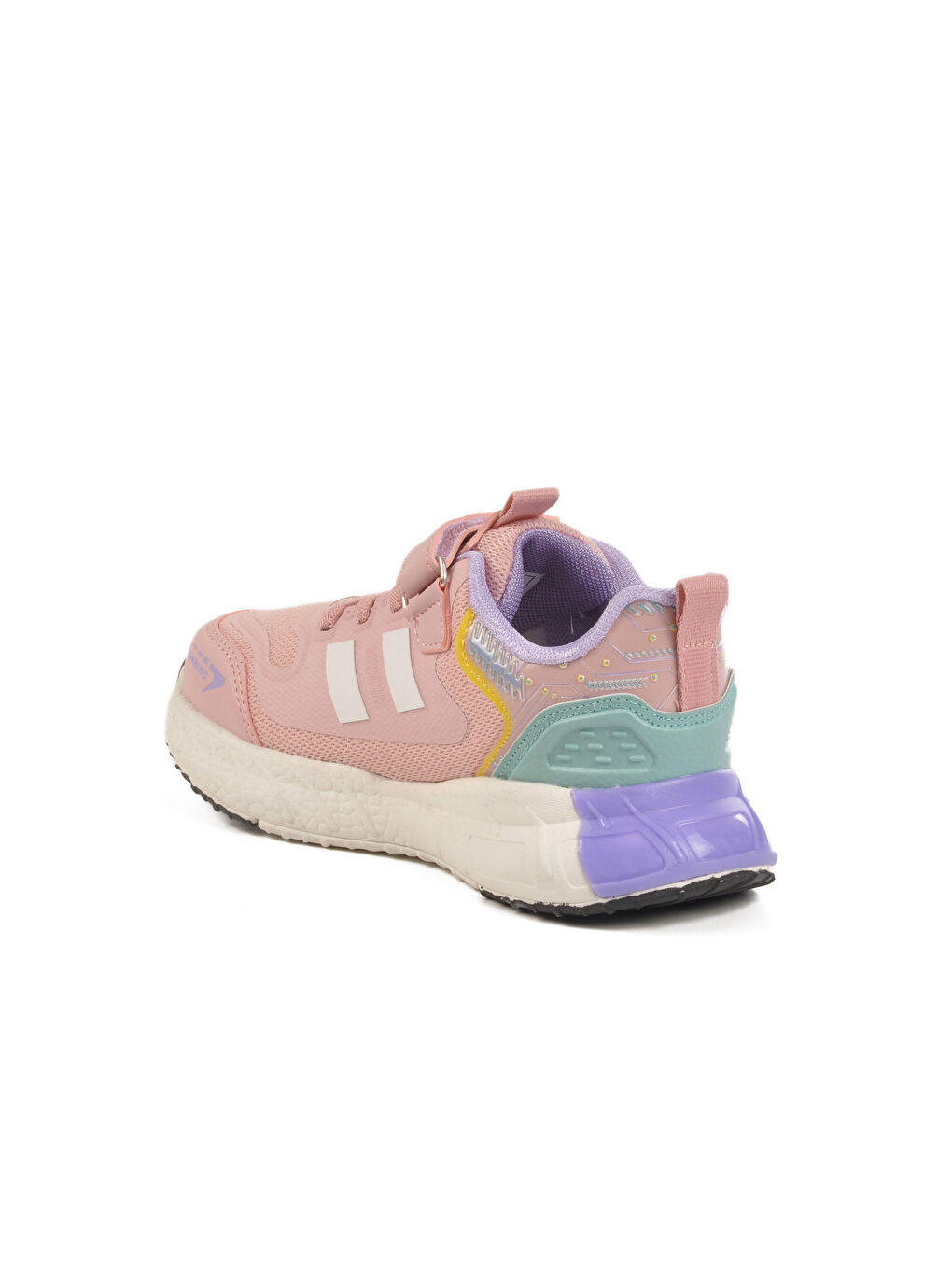 Pembe Pudra Cırtlı Fileli Çocuk Spor Ayakkabı Ukon F-3