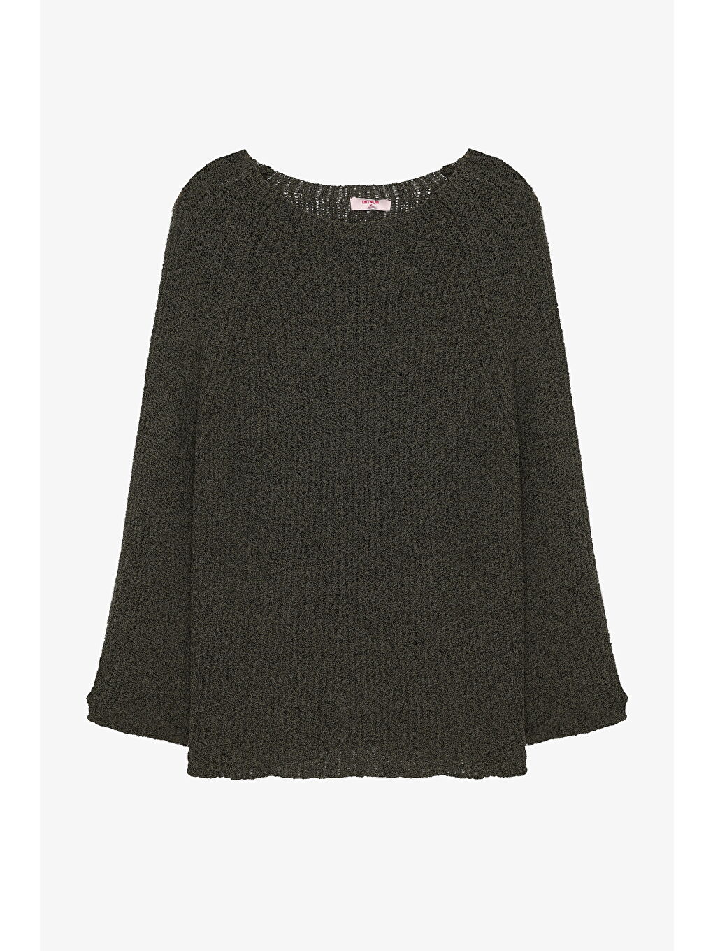 Kayık Yaka Oversize Triko Kazak Haki