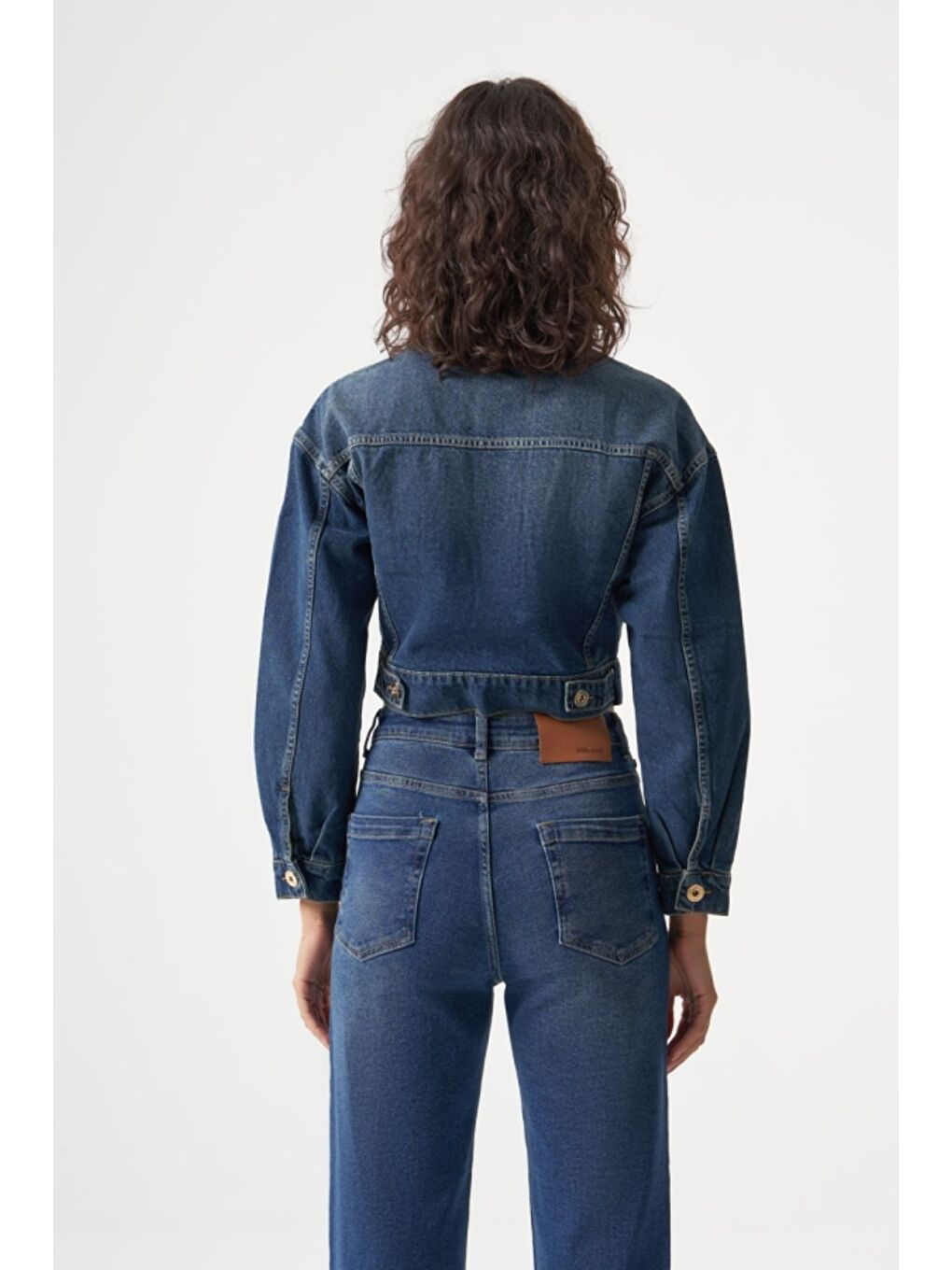 MZL Lacivert Crop Denim Ceket-3