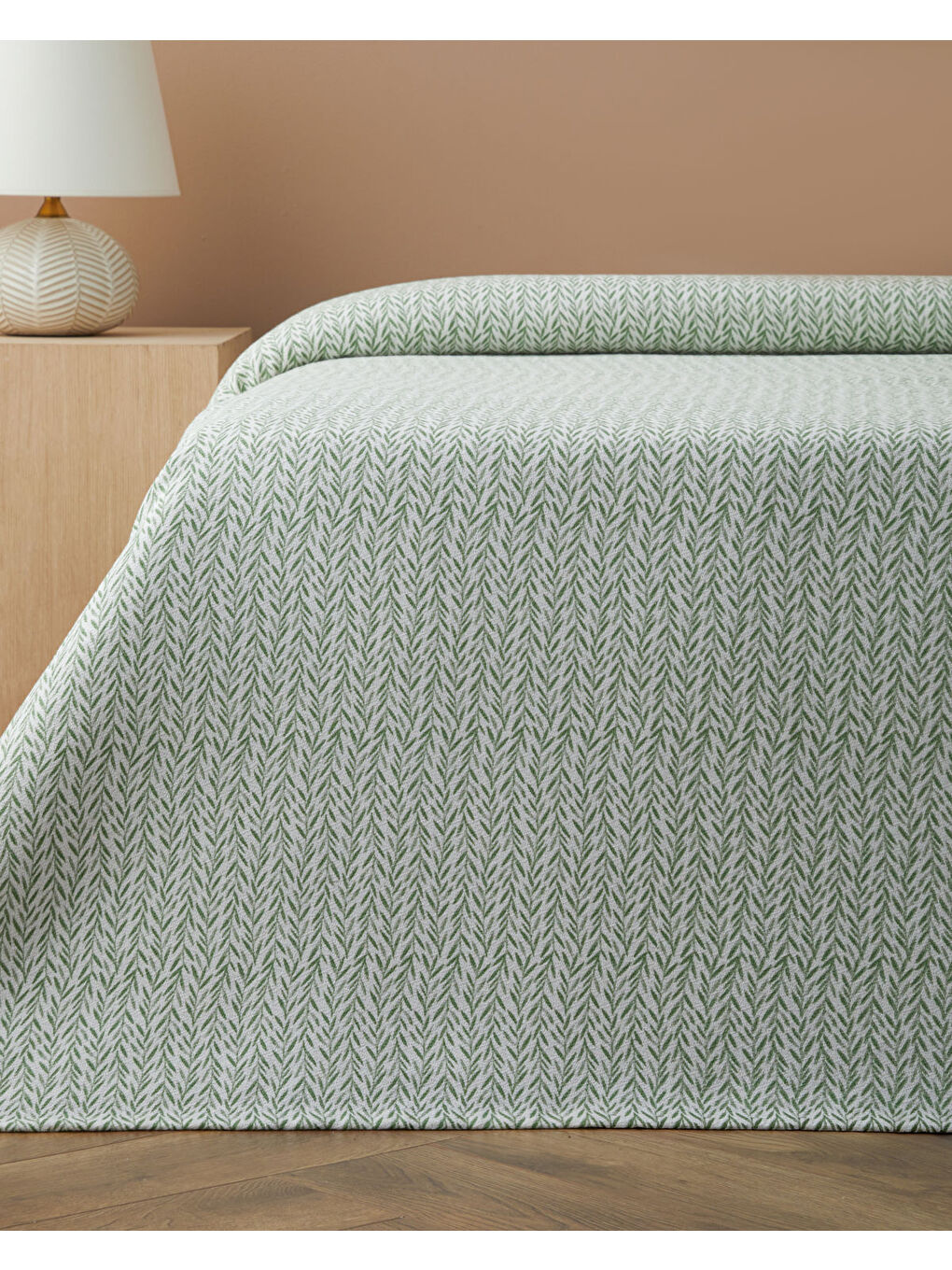 Leafline Baskılı Pamuklu Tek Kişilik Pike 150x220 cm Yeşil-3