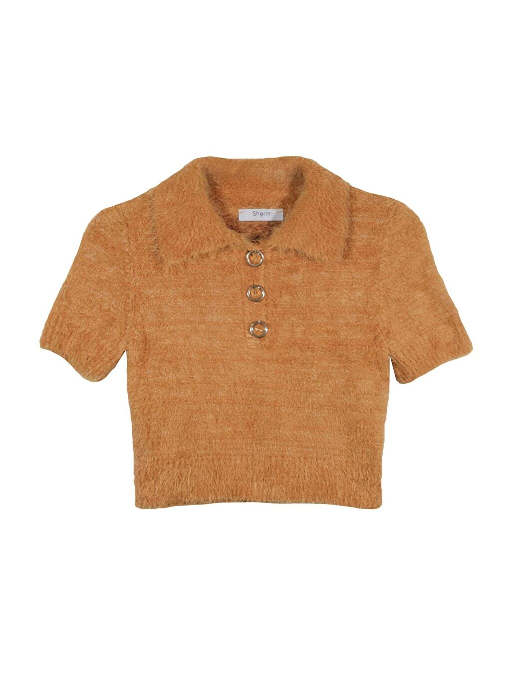 Sarı Hardal Polo Yaka Kısa Kol Triko Kazak-5