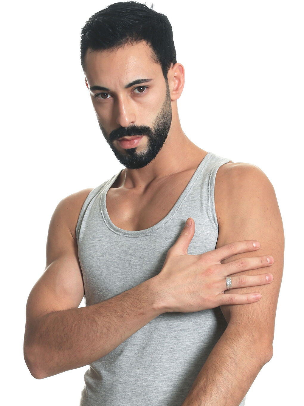 Gri Erkek Antik Gümüş Kaplama Ayarlanabilir Eskitme Dövülmüş Band Yüzük-7