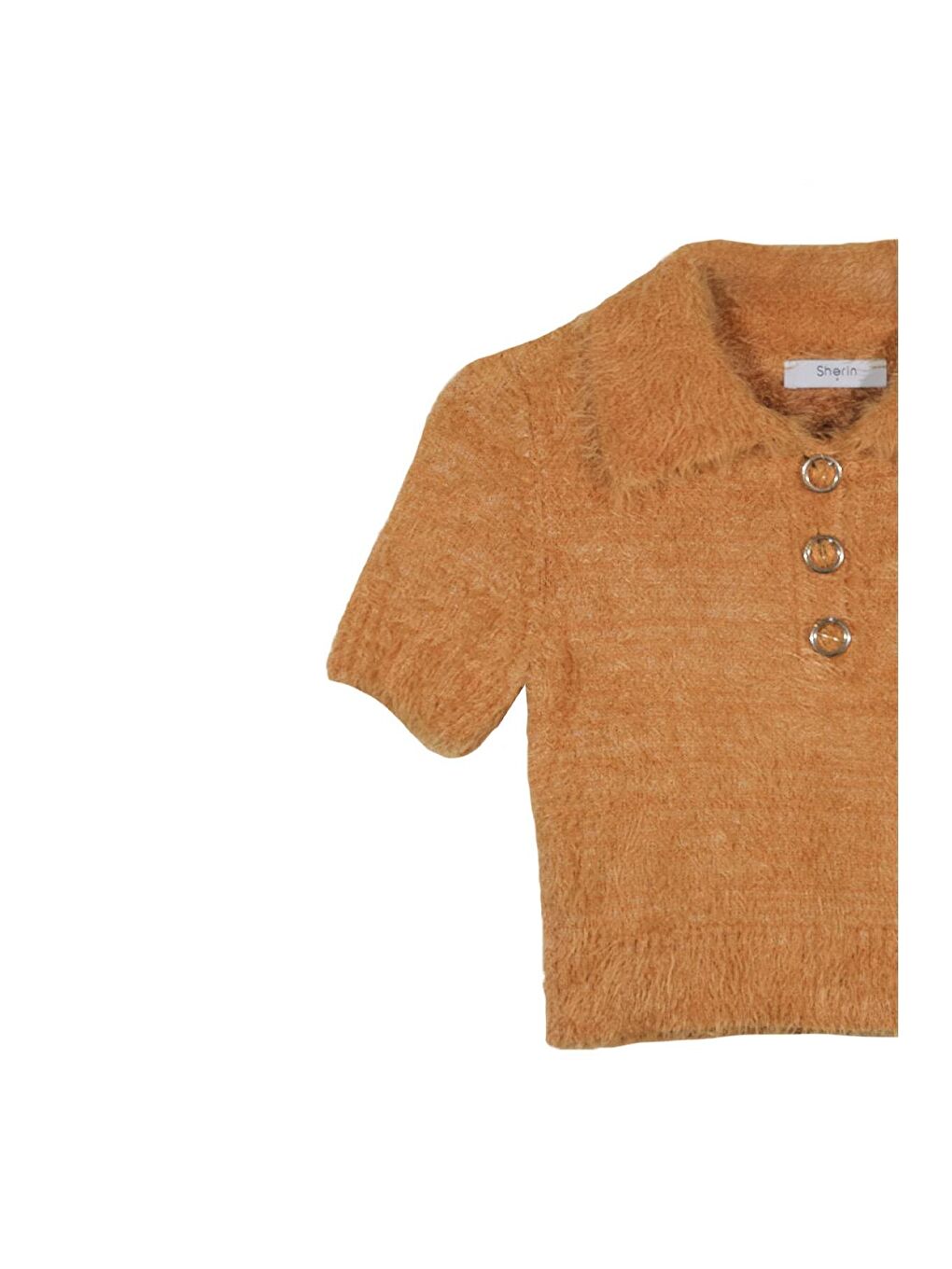 Sarı Hardal Polo Yaka Kısa Kol Triko Kazak-6